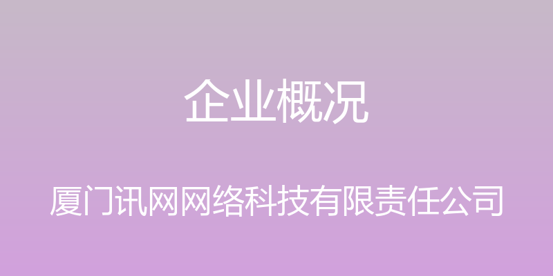 企业概况 - 厦门讯网网络科技有限责任公司